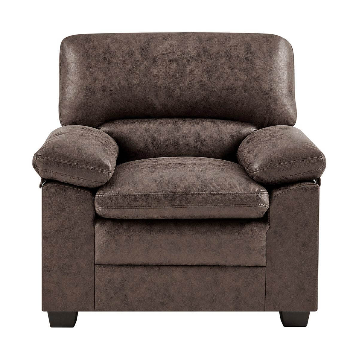 Oxford Faux Leather Arm Chair - Chocolate Brown - Bargainia.com - 