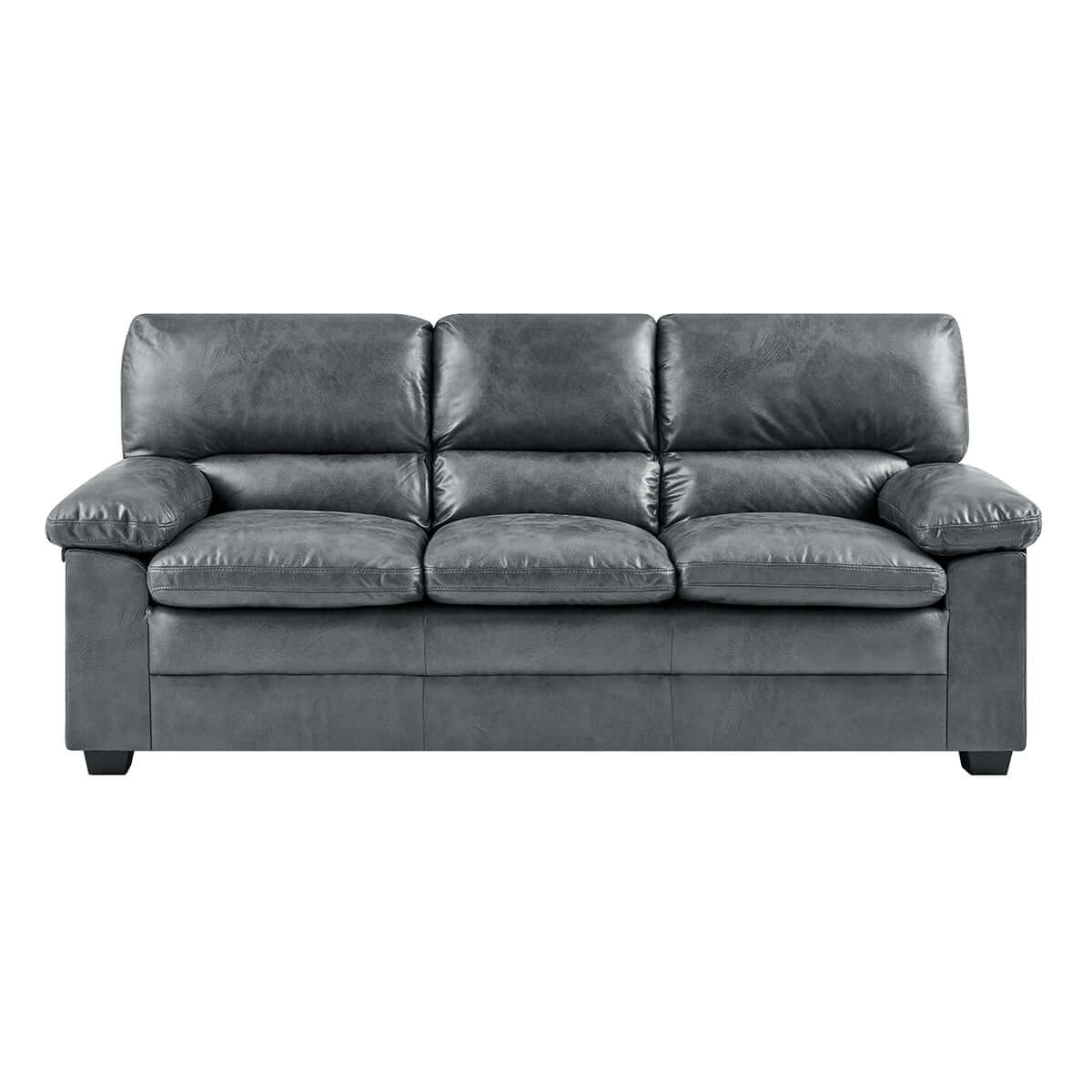 Oxford Faux Leather Sofa Suite - Slate Grey - Bargainia.com - 5056536109507