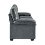 Oxford Faux Leather Sofa Suite - Slate Grey - Bargainia.com - 5056536109507