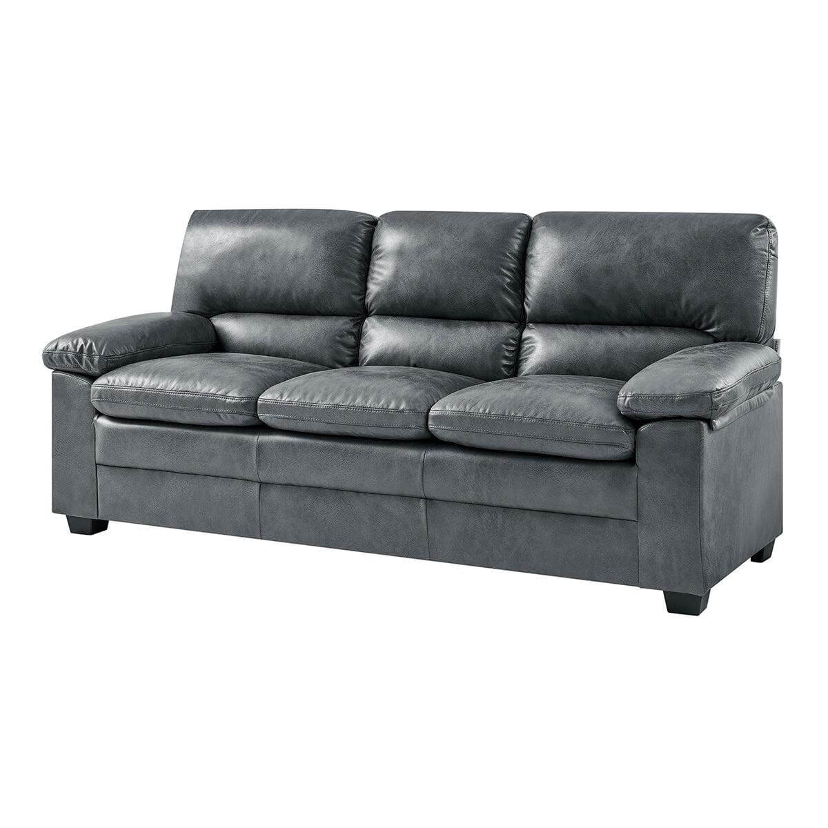 Oxford Faux Leather Sofa Suite - Slate Grey - Bargainia.com - 5056536109507