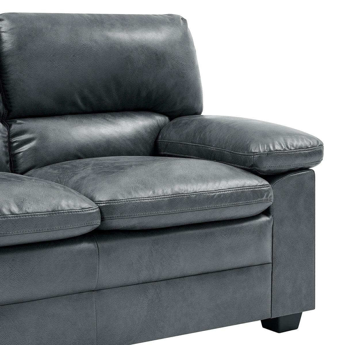 Oxford Faux Leather Sofa Suite - Slate Grey - Bargainia.com - 5056536109507