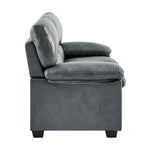 Oxford Faux Leather Sofa Suite - Slate Grey - Bargainia.com - 5056536109507