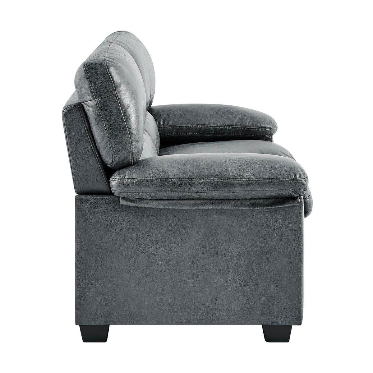 Oxford Faux Leather Sofa Suite - Slate Grey - Bargainia.com - 5056536109507