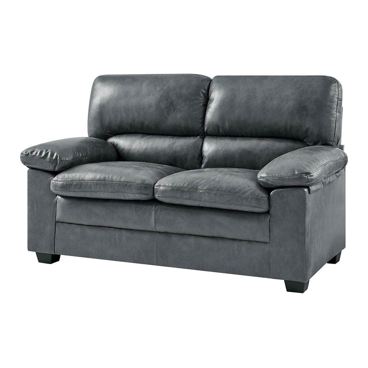 Oxford Faux Leather Sofa Suite - Slate Grey - Bargainia.com - 5056536109507