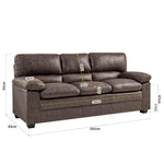 Oxford Faux Leather Two & Three Seater Sofa Set - Chocolate Brown - Bargainia.com - 