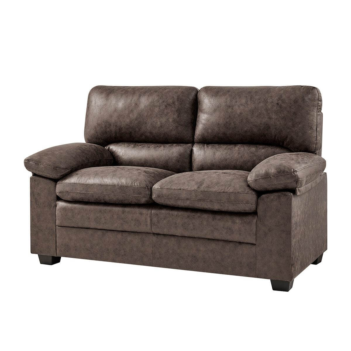 Oxford Faux Leather Two Seater Sofa - Chocolate Brown - Bargainia