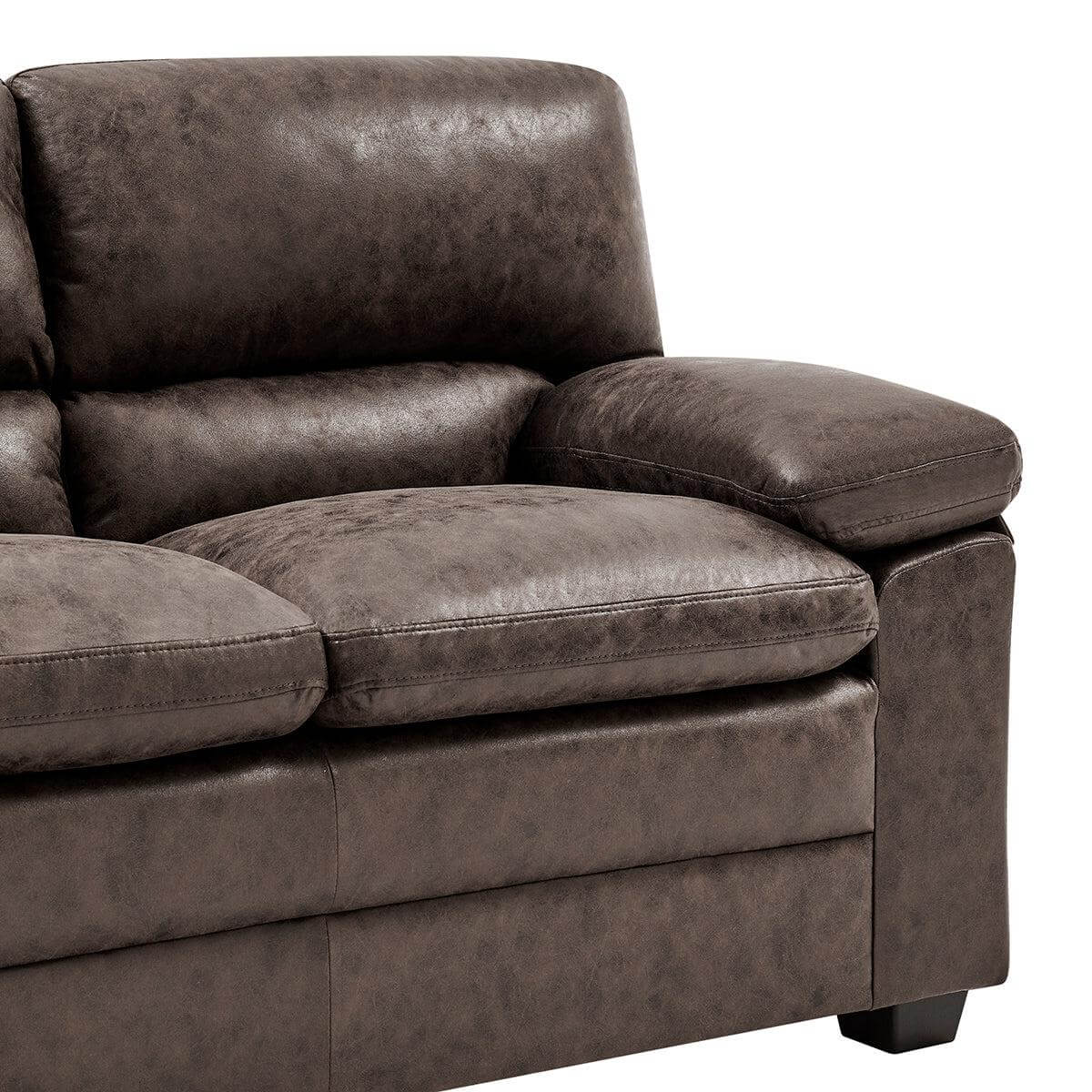 Oxford Faux Leather Two Seater Sofa - Chocolate Brown - Bargainia