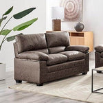 Oxford Faux Leather Two & Three Seater Sofa Set - Chocolate Brown - Bargainia.com - 