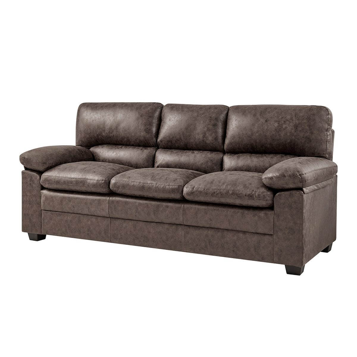 Oxford Faux Leather Two & Three Seater Sofa Set - Chocolate Brown Bargainia