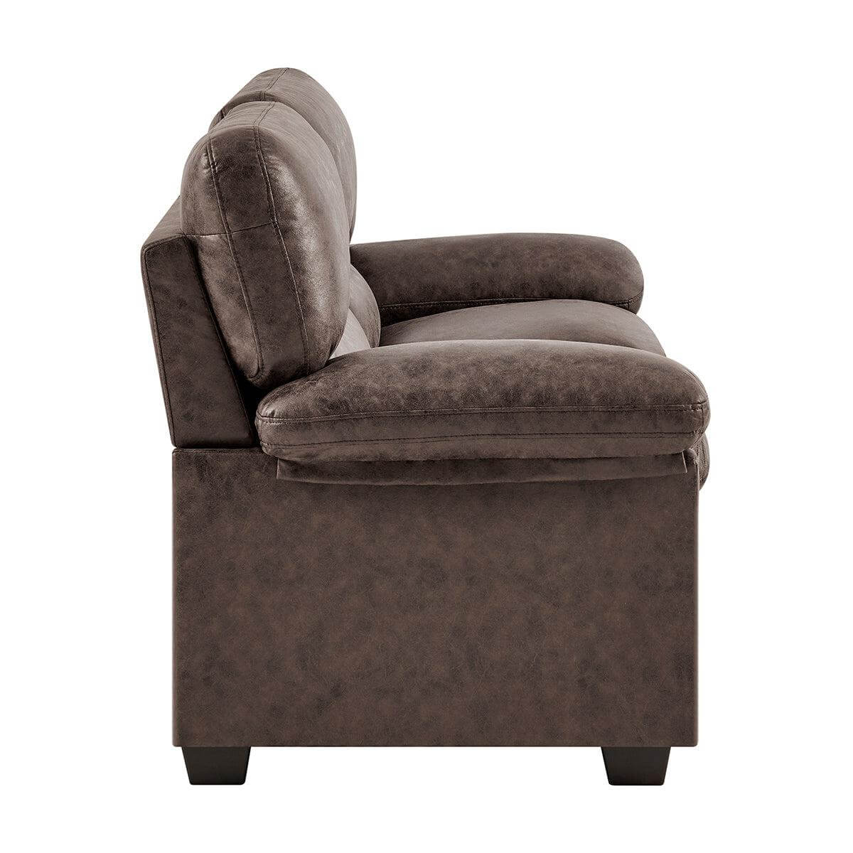 Oxford Faux Leather Two Seater Sofa - Chocolate Brown - Bargainia