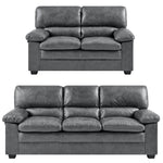Oxford Faux Leather Two & Three Seater Sofa Set - Slate Grey - Bargainia.com - 5056536109491