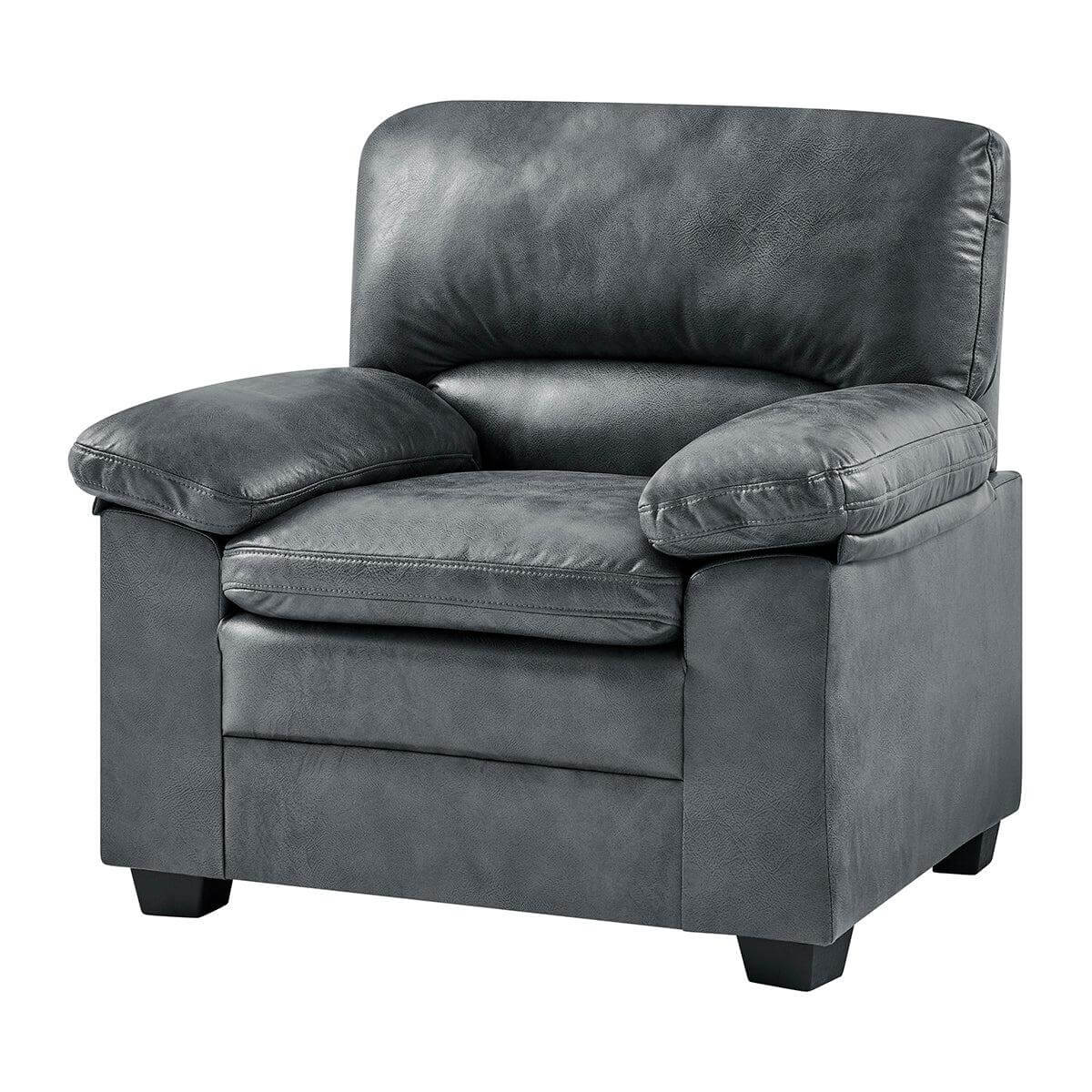 Oxford Faux Leather Arm Chair - Slate Grey - Bargainia.com - 
