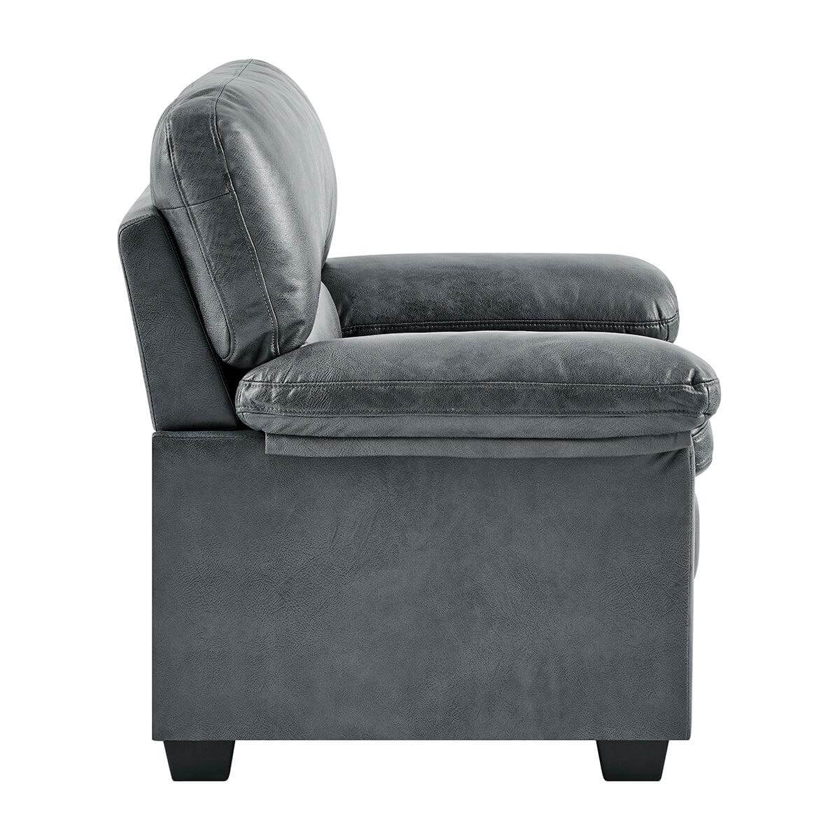 Oxford Faux Leather Arm Chair - Slate Grey - Bargainia.com - 