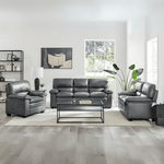 Oxford Faux Leather Arm Chair - Slate Grey - Bargainia.com - 