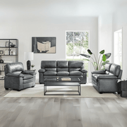 Oxford Sofa Suite Faux Leather - Slate Grey Bargainia