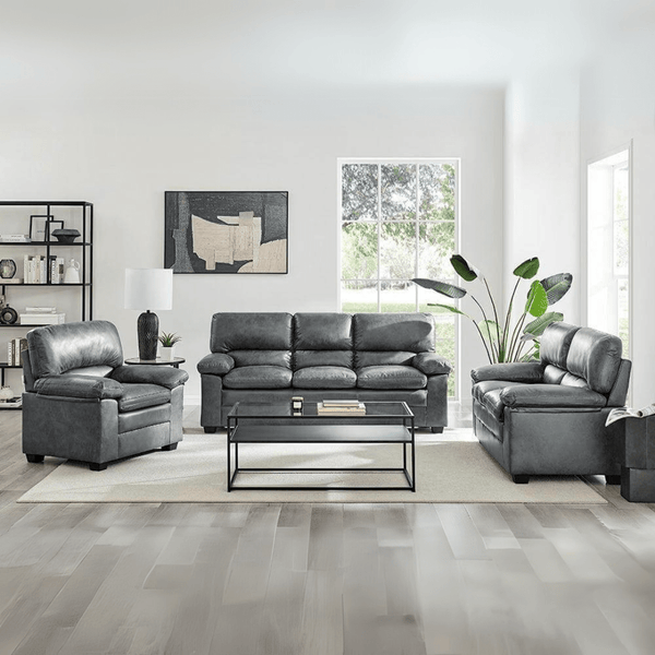 Oxford Sofa Suite Faux Leather - Slate Grey Bargainia