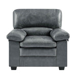 Oxford Faux Leather Arm Chair - Slate Grey - Bargainia.com - 