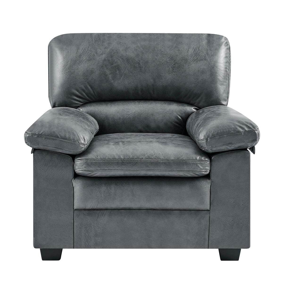 Oxford Sofa Suite Faux Leather - Slate Grey Bargainia Arm Chair