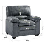 Oxford Faux Leather Arm Chair - Slate Grey - Bargainia.com - 