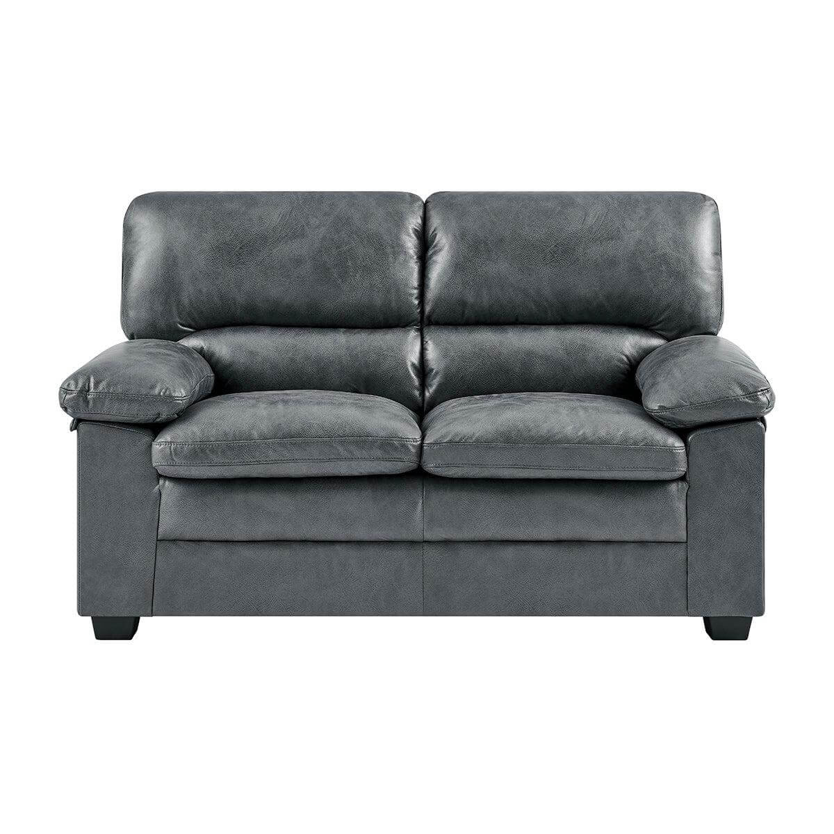 Oxford Sofa Suite Faux Leather - Slate Grey Bargainia 2 Seater Sofa