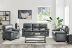 Oxford Faux Leather Arm Chair - Slate Grey - Bargainia.com - 
