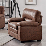 Oxford Faux Leather Sofa Suite - Walnut Brown - Bargainia.com - 