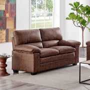 Oxford Sofa Suite Faux Leather - Walnut Brown Bargainia 2 Seater Sofa