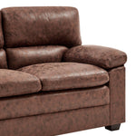 Oxford Faux Leather Sofa Suite - Walnut Brown - Bargainia.com - 