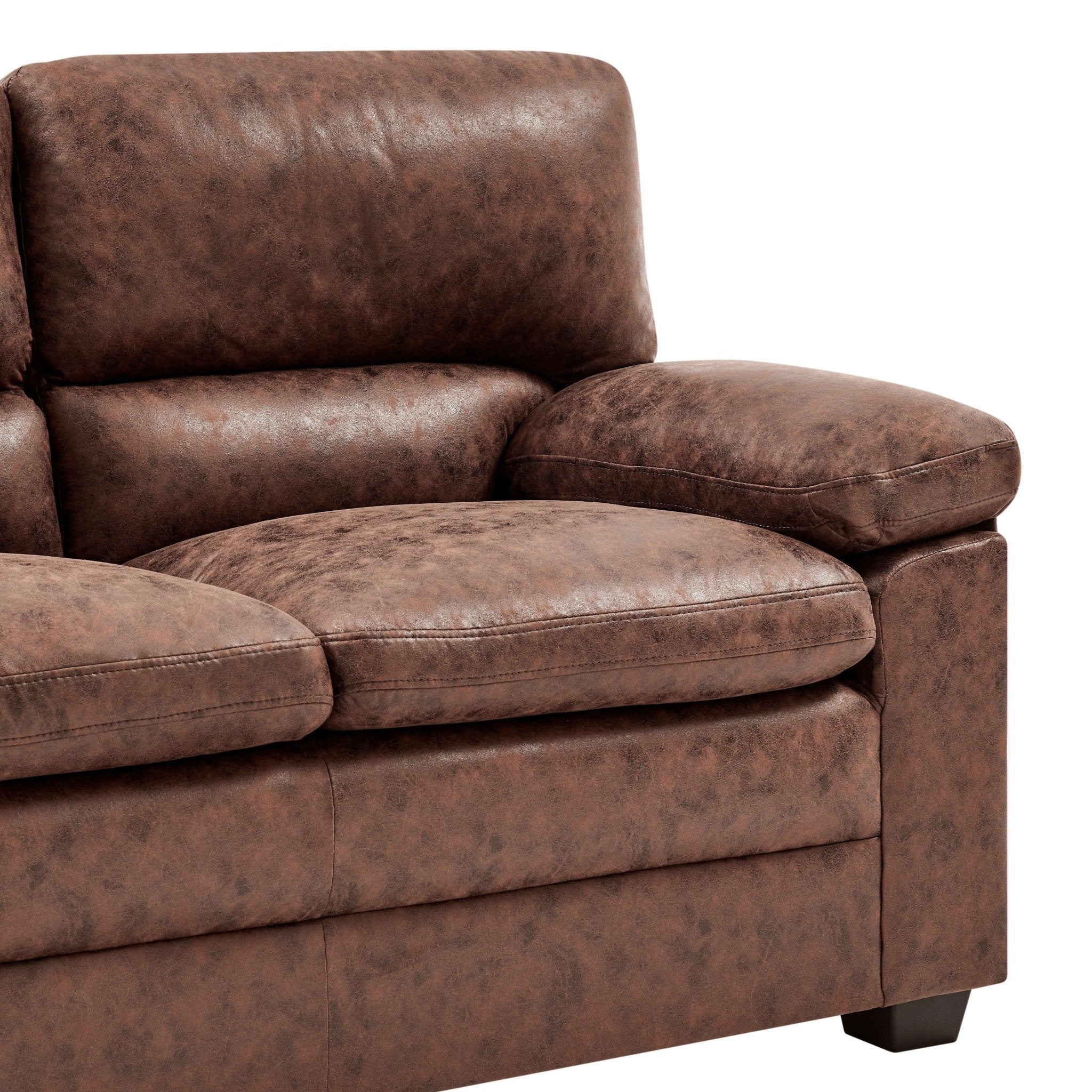Oxford Sofa Suite Faux Leather - Walnut Brown Bargainia
