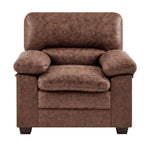 Oxford Faux Leather Sofa Suite - Walnut Brown - Bargainia.com - 