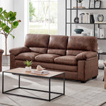 Oxford Faux Leather Sofa Suite - Walnut Brown - Bargainia.com - 