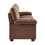 Oxford Faux Leather Sofa Suite - Walnut Brown - Bargainia.com - 