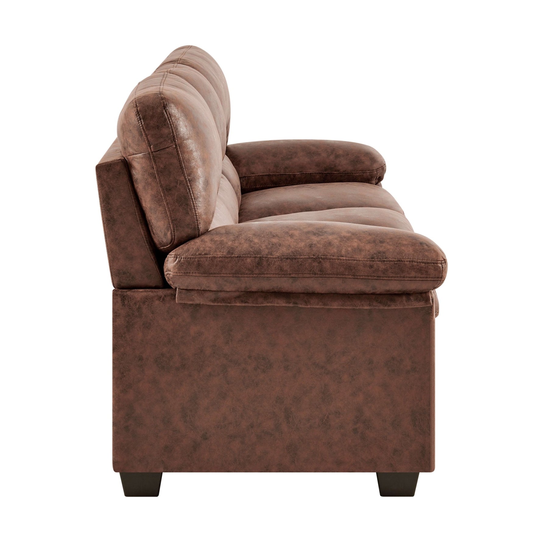 Oxford Faux Leather Sofa Suite - Walnut Brown - Bargainia.com - 