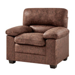 Oxford Faux Leather Sofa Suite - Walnut Brown - Bargainia.com - 
