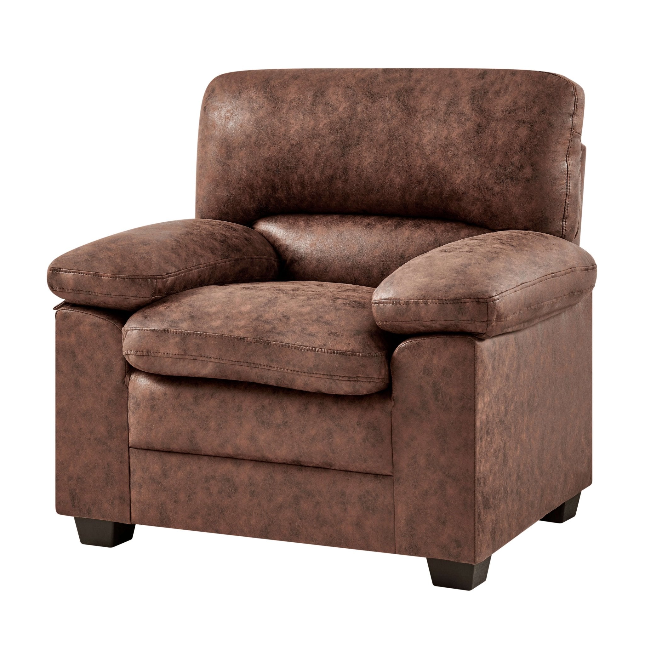 Oxford Sofa Suite Faux Leather - Walnut Brown Bargainia