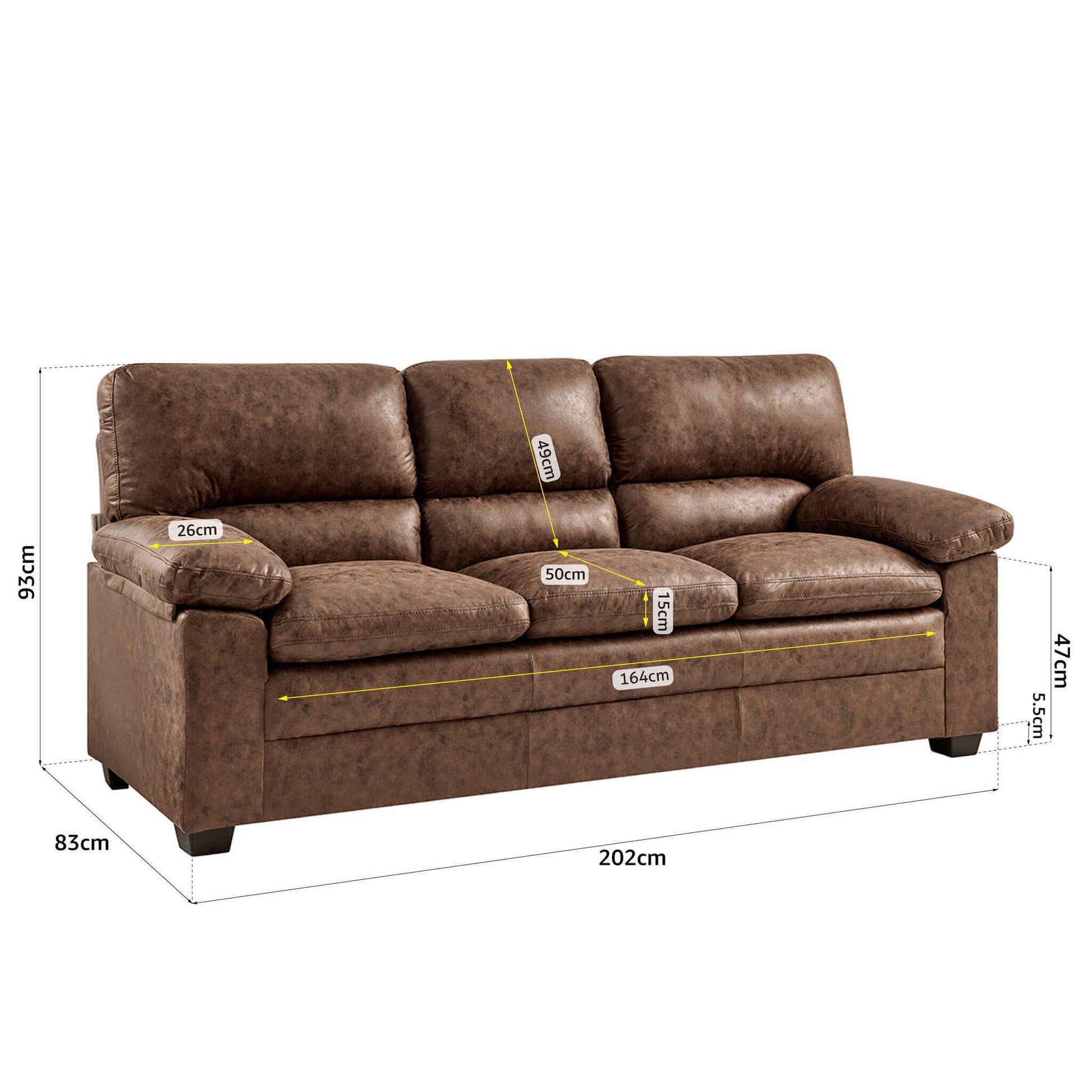 Oxford Sofa Suite Faux Leather - Walnut Brown Bargainia