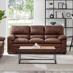 Oxford Faux Leather Sofa Suite - Walnut Brown - Bargainia.com - 