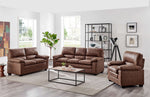 Oxford Faux Leather Sofa Suite - Walnut Brown - Bargainia.com - 
