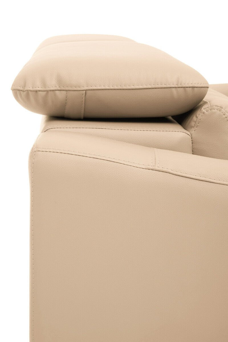 Padua 3 Seat Stone Leather Sofa with Adjustable Headrests - Bargainia.com - 