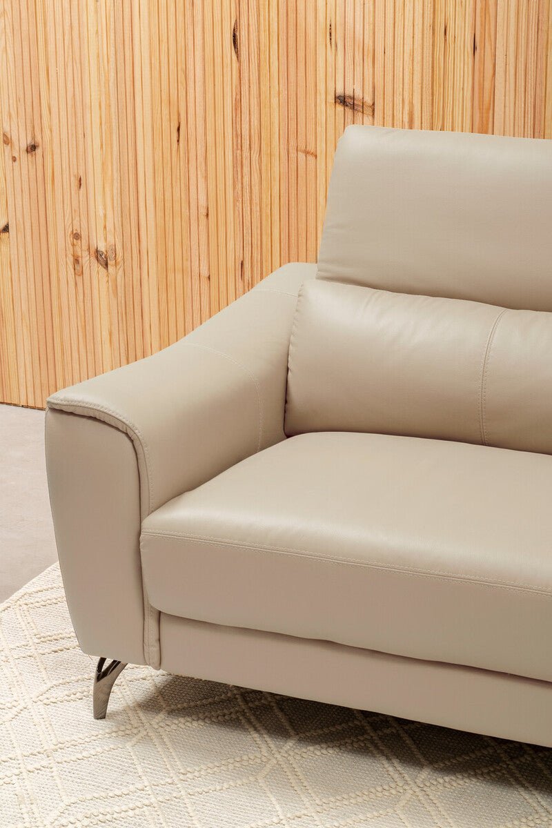 Padua 3 Seat Stone Leather Sofa with Adjustable Headrests - Bargainia.com - 