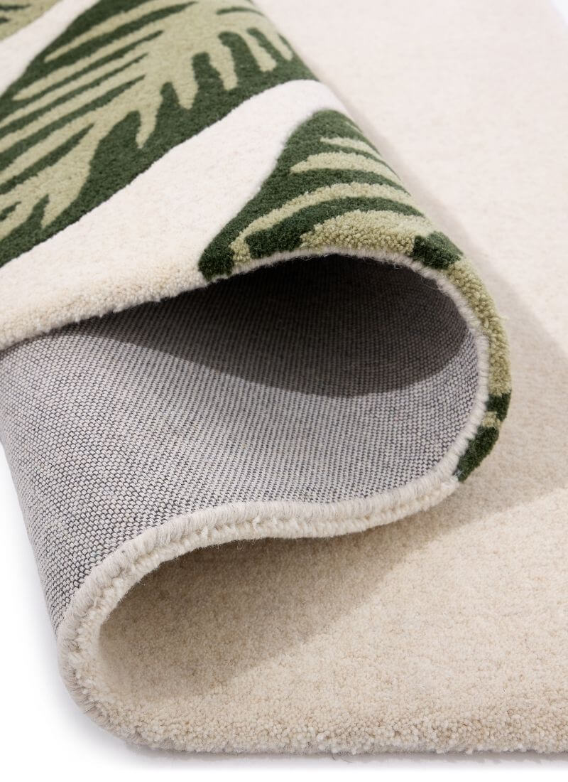 Paradise Leaf Hand - Tufted Wool Rug – Cream/Green - Bargainia.com - 5026134641129 - PARLEA_CRMGRN_080X150