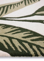 Paradise Leaf Hand - Tufted Wool Rug – Cream/Green - Bargainia.com - 