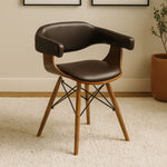Parkar Brown Leather Effect and Beech Wood Chair - Bargainia.com - 5018705769998