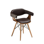 Parkar Brown Leather Effect and Beech Wood Chair - Bargainia.com - 5018705769998
