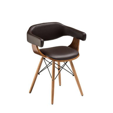Parkar Brown Leather Effect and Beech Wood Chair - Bargainia.com - 5018705769998