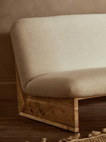 Parova Cream Linen Textured 2 Seater Armless Sofa With Wood Base - Bargainia.com - 