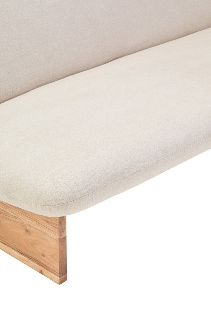 Parova Cream Linen Textured 2 Seater Armless Sofa With Wood Base - Bargainia.com - 