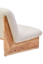 Parova Cream Linen Textured 2 Seater Armless Sofa With Wood Base - Bargainia.com - 