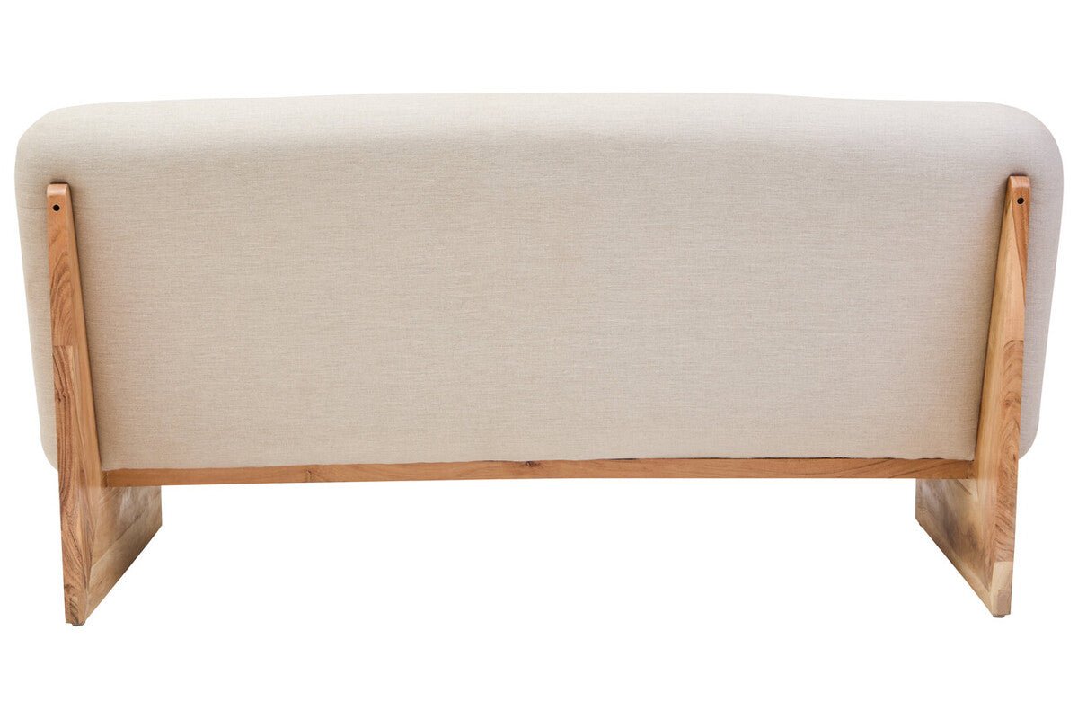 Parova Cream Linen Textured 2 Seater Armless Sofa With Wood Base - Bargainia.com - 