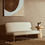 Parova Cream Linen Textured 2 Seater Armless Sofa With Wood Base - Bargainia.com - 